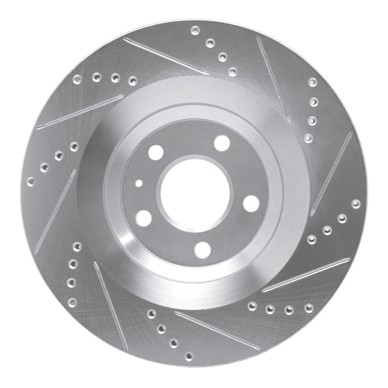 Audi S6 Brake Rotor (1) - Rear Left - R1 Concepts - Drilled & Slotted - Silver - `07-`11